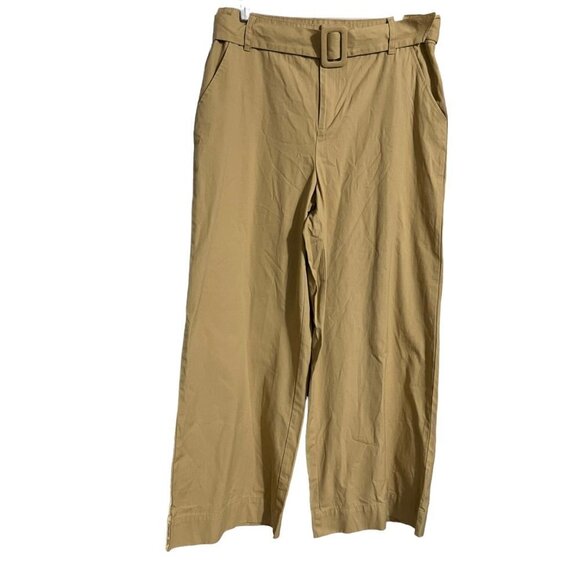 Who What Wear Womens Khaki Belted High Rise Pockets Wide Leg Trouser Pants 14 - Picture 1 of 9